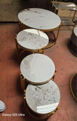 Round Stylish Marble Top 4 Coffee Table Set image 7