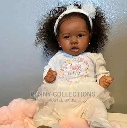 22 Inch Cute African Silicone Reborn Baby Doll image 3