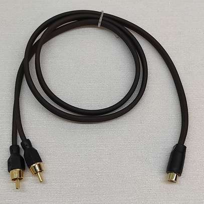 1 Female to 2 Male RCA Y Splitter Cable 1foot image 1