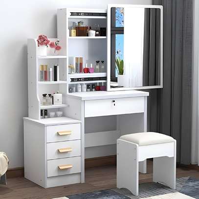 Large Vanity Unlighted Makeup Dressing Table with Drawers image 3