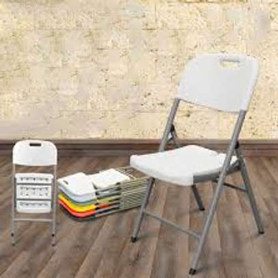 Plastic White Foldable, Armless Garden Chair image 1