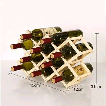 Foldable10 Slot wooden wine country bottle rack image 1