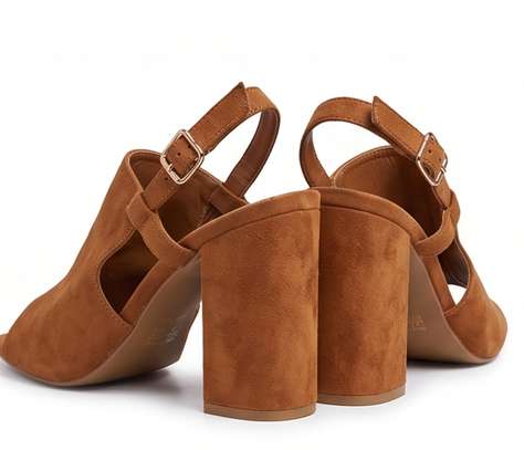 Brown Suede Block Heels Size 7/40 image 3