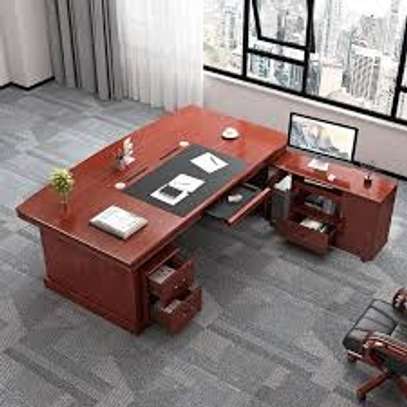2 M L Shaped Mahogany Executive Office Desk image 5