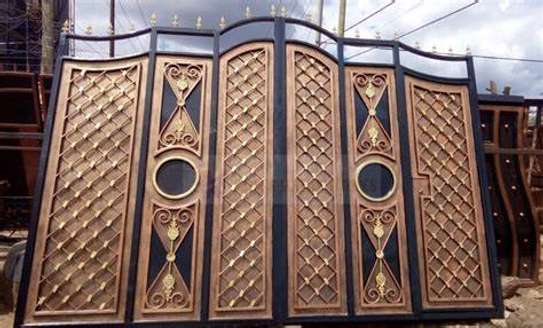 Decorative heavy steel Iron Gate Black Gold Ornate Design image 12