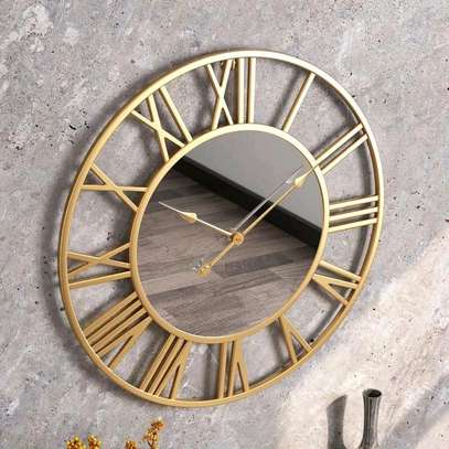 Creative wall clock metal with mirror image 2