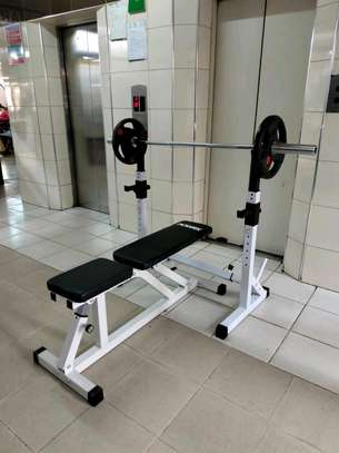 Strong semi commercial adjustable bench with squat rack image 2