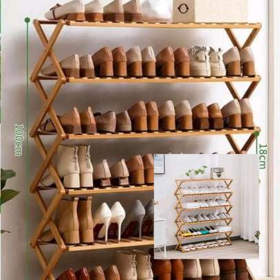 6 Tier wooden shoe rack image 1