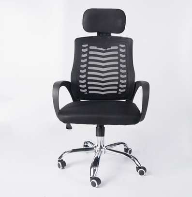 Ergonomic Secretarial Office Chair with Adjustable Headrest image 7