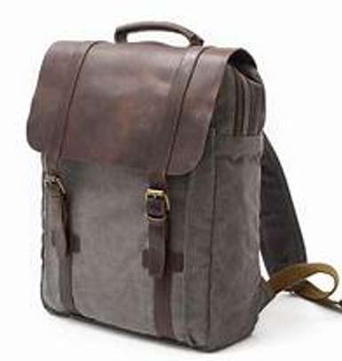 CANVAS AND LEATHER BACKPACK image 1