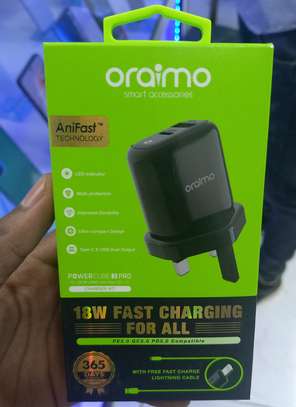 Oraimo Fast Charger, type-C and USB dual port,free cable image 1