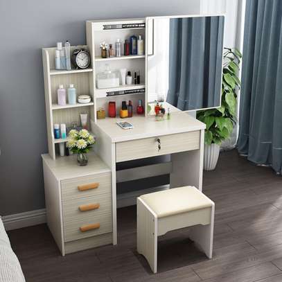 Home Vanity: White Wood Dressing -Makeup Vanity image 2