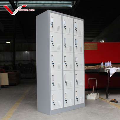 OFFICE CABINET: 15 Locker White Office Cabinet image 2