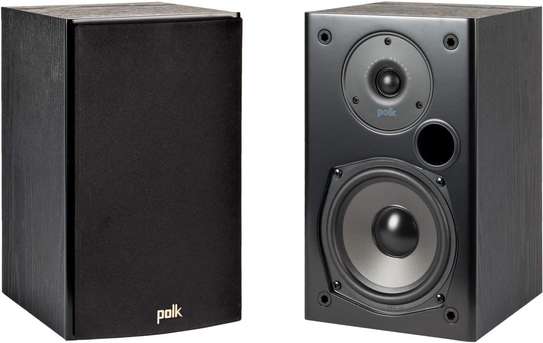 Polk Audio T15 100 Watt Home Theater Bookshelf Speakers (Pair) - Premium Sound at a Great Value | Dolby and DTS Surround | Wall-Mountable,Black image 1