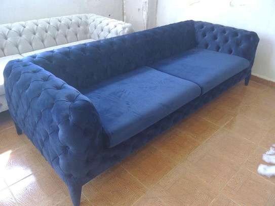 Latest blue three seater chesterfield sofa set image 1