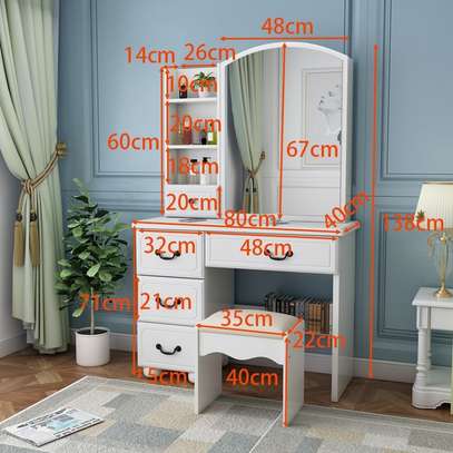 Modern Makeup Vanity Table with LED Mirror & Drawers image 3