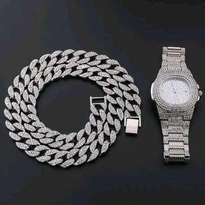 Authentic Silver&Gold Chain/Necklace+Watch Hip Hop Miami Curb Cuban Chain Cuban Link
Ksh.5500 image 1