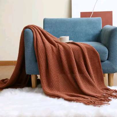 Knitted tassel throw blankets image 4