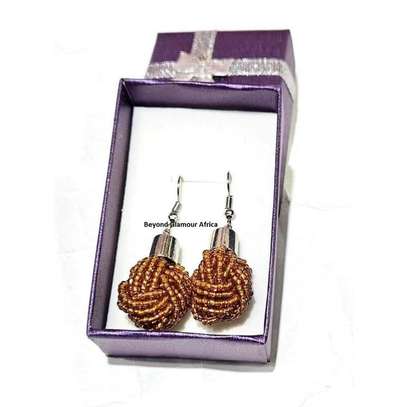Womens Brown Beaded Maasai Earrings image 2