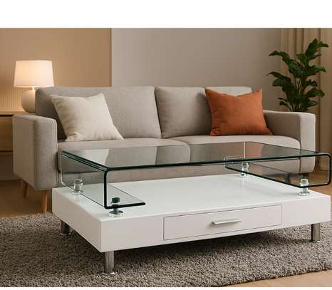 Office Table: Sleek Tempered Glass Top Coffee Table image 4