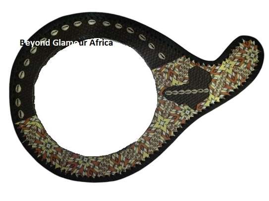 African Leather Calabash Mirror image 1