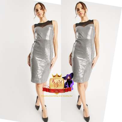 Silver Sequin Dress Made In UK image 1