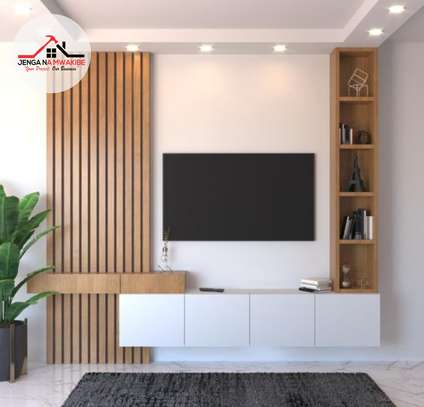 Flutted panels TV unit interior design Nairobi image 2