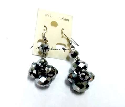 Womens Grey Crystal Earrings with box image 4