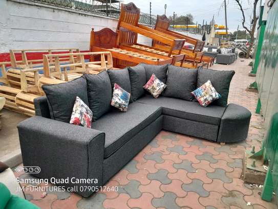 Grey l shaped sofa set on sell image 1