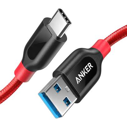 Anker PowerLine+ 3ft USB-C to USB-C 2.0 Nylon Braided Cable – A8187 – Red image 1