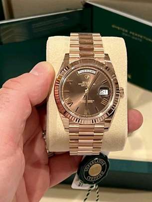 Rolex President 40mm Day-Date Rose Gold Chocolate Dial Watch image 5
