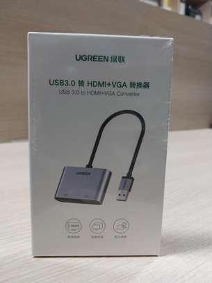 Ugreen USB 3.0 Male to HDMI and VGA Female Adapter, Grey image 1