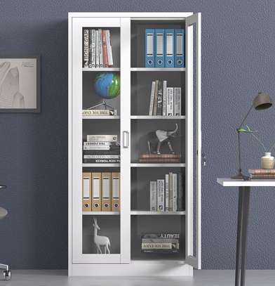 Lockable Metal 2 Glass Door Office Cabinet image 6