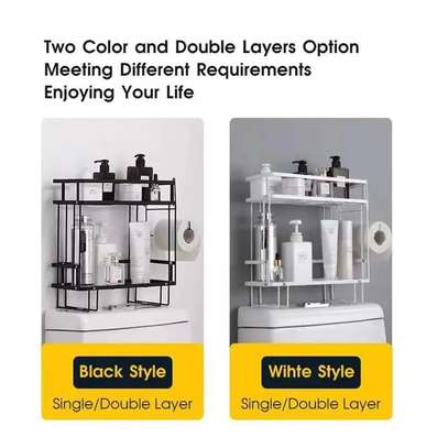 Double Layer Bathroom/ Toilet Racks With Tissue Holder image 3