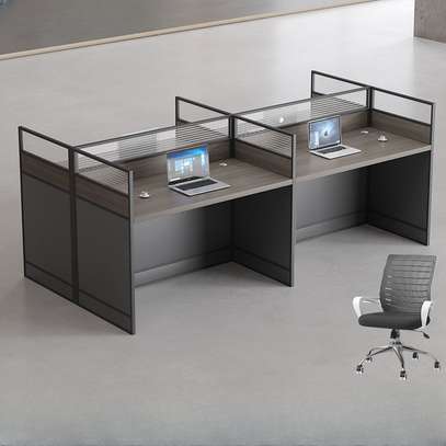 Dark Gray 4 Way Modular Office Workstation image 4