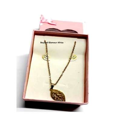 Womens Gold Plated Triangle Jewelry Set image 1
