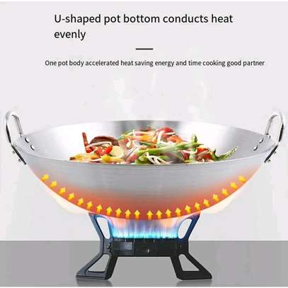 *Thickened heavy gauge aluminum wok frying pan image 3