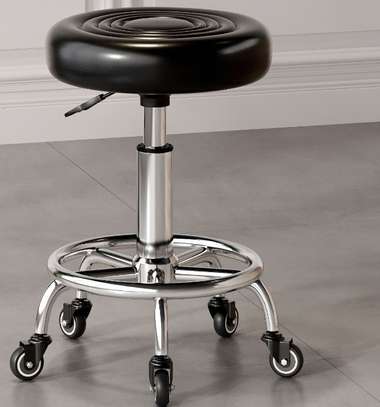 Office Barstool: Chrome Plated Legs Adjustable Stool image 1