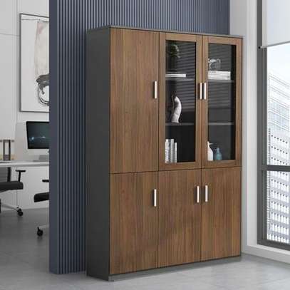 Office Cabinet: 3 Doors Wooden Display Cabinet image 1