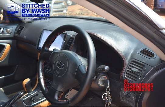 Subaru outback dashboard, steering and handbrake stitching image 5