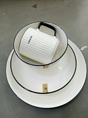 *24pcs white ceramic dinner set with black Rim* image 2