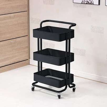 3 tier kitchen trolley rack with 2 lockable wheels image 3