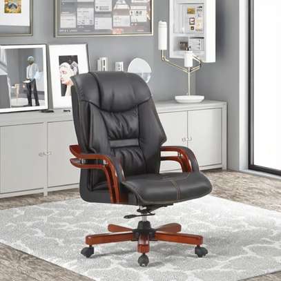 High Back Solid Wood Executive Office Chair image 2