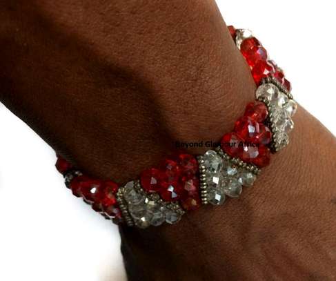 Womens Red crystal Bracelet and earrings image 2