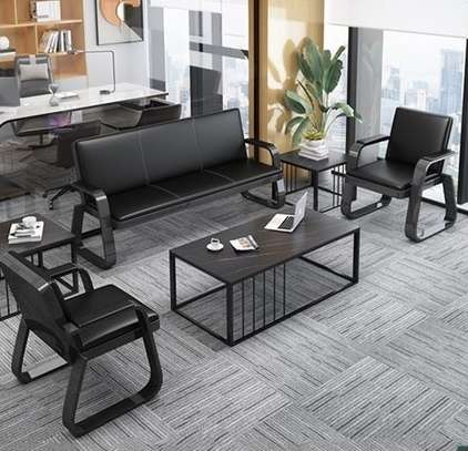 Executive Leather Sofa Set – Office Reception Furniture image 6