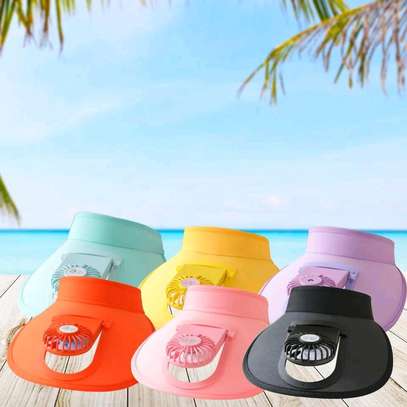 *Sun visor hats with USB fan image 2