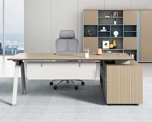 Office Desk: L-Shaped Administrative Executive Office Desk image 9