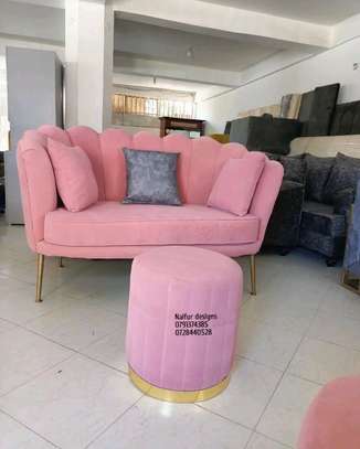 Latest pink two seater sofa/pouf/Love seat image 2