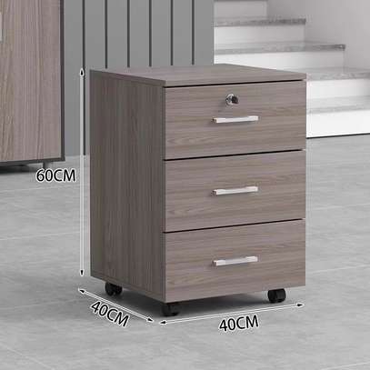 Lockable Wooden Office Cabinet with Movable Drawers image 3