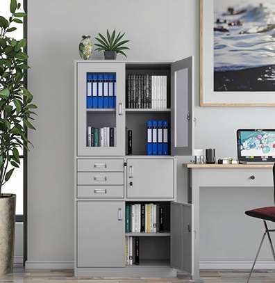 Steel Glass Doors 3 Drawers Office Cabinet With A Safe image 3